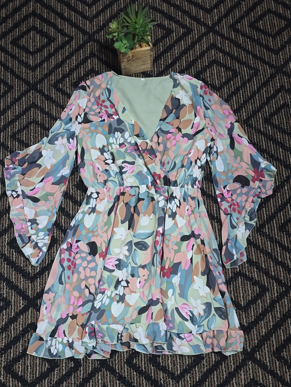 🩷Summer Floral Wrap Mini Dress in Multi-Pastel Belt No Included